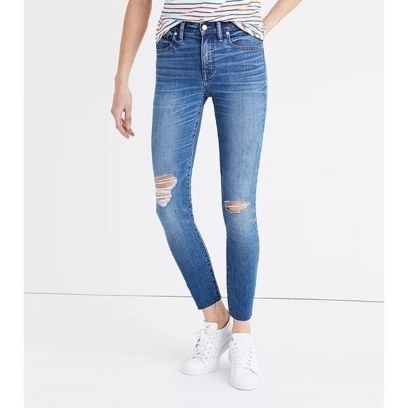Madewell • 9” High Rise Skinny Crop Jeans Distressed Bruce Wash - Picture 1 of 12